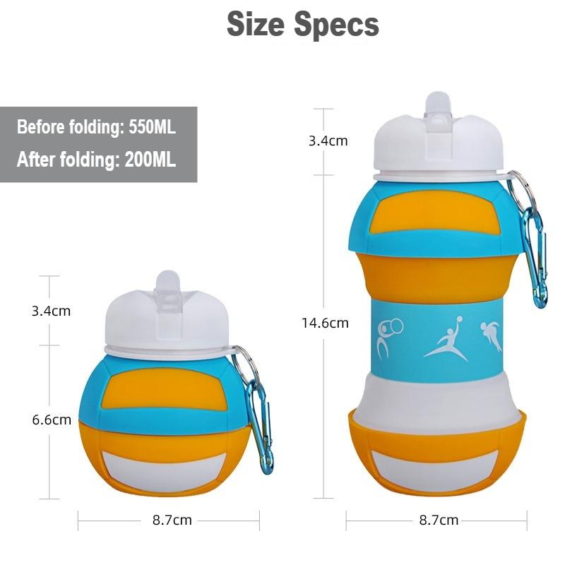 Silicone Foldable Water Bottle Portable Leakproof Cup for Outdoor Sports Travel School Use 350ml 550ml Available