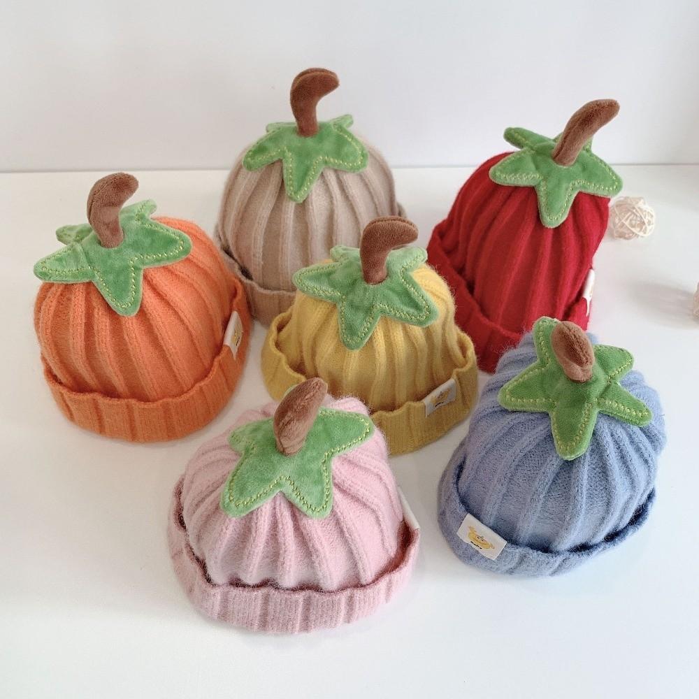 Diseño de Dibujos Animados Calabaza Gorro para Niños Pequeños Estilo con Puño Gorra para Bebé Nuevo Gorro de Punto para Bebé Unisex
