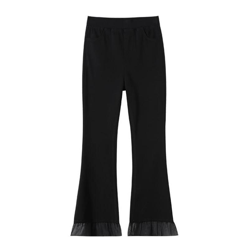Flag-bottom Pants for Women In Summer Thin High Waist Slimming Ice Silk 7-point Flared Pants for Eight-point Small Wide-leg Casual Pants