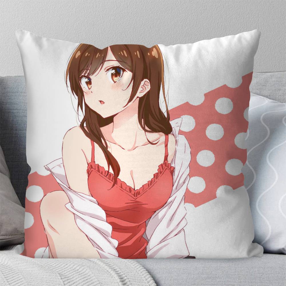 Mizuhara Chizuru Anime RentAGirlfriend Pillow Case Fashion Square Pillowcase Bedroom Sofa Room Ins Decoration Leisure