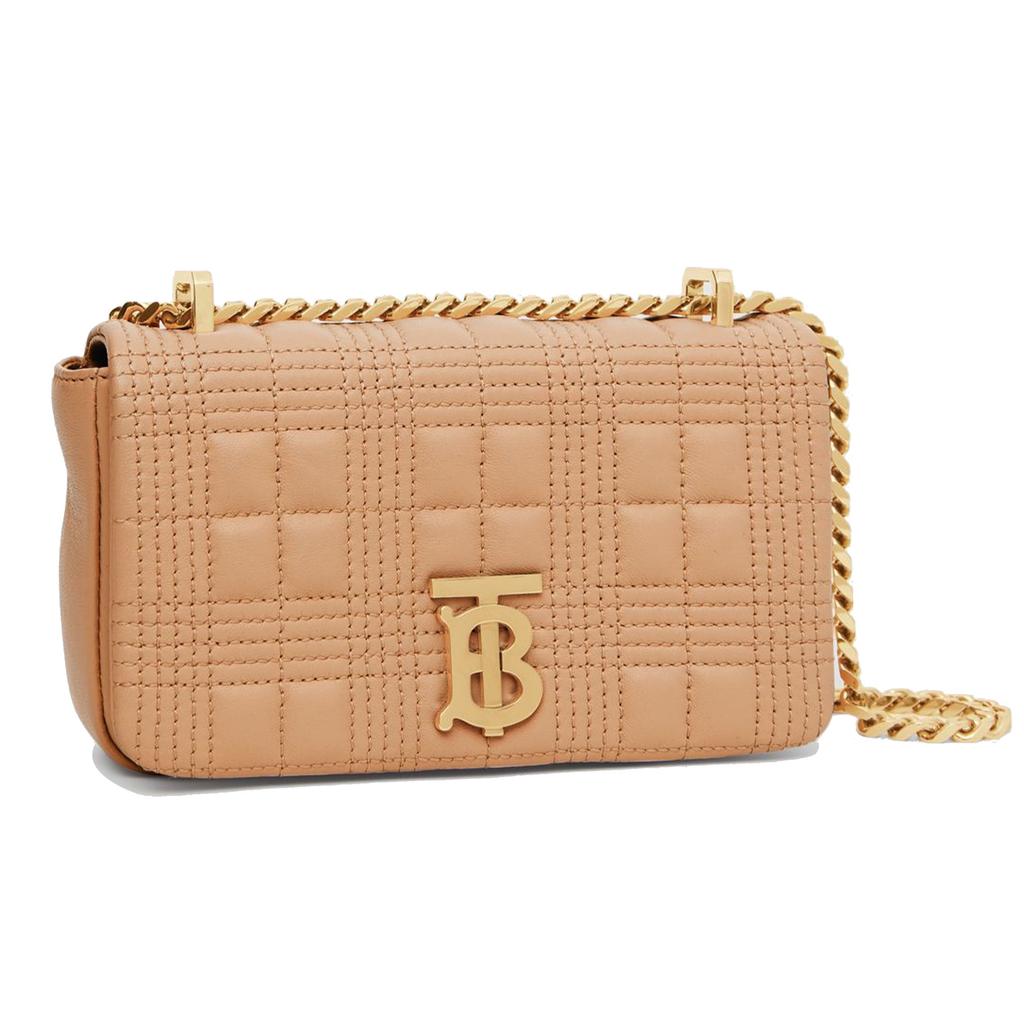 Burberry Lola Bag TB Logo Metal Chain Quilted Lambskin Crossbody Shoulder Bag Women bags Camel 80324001