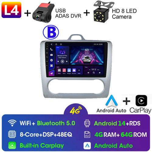 Carplay 4G 2din Android 13 Car Radio for Ford Focus Exi AT 2004-2011 Auto Multimedia Video Player Autoradio Audio Navigation GPS
