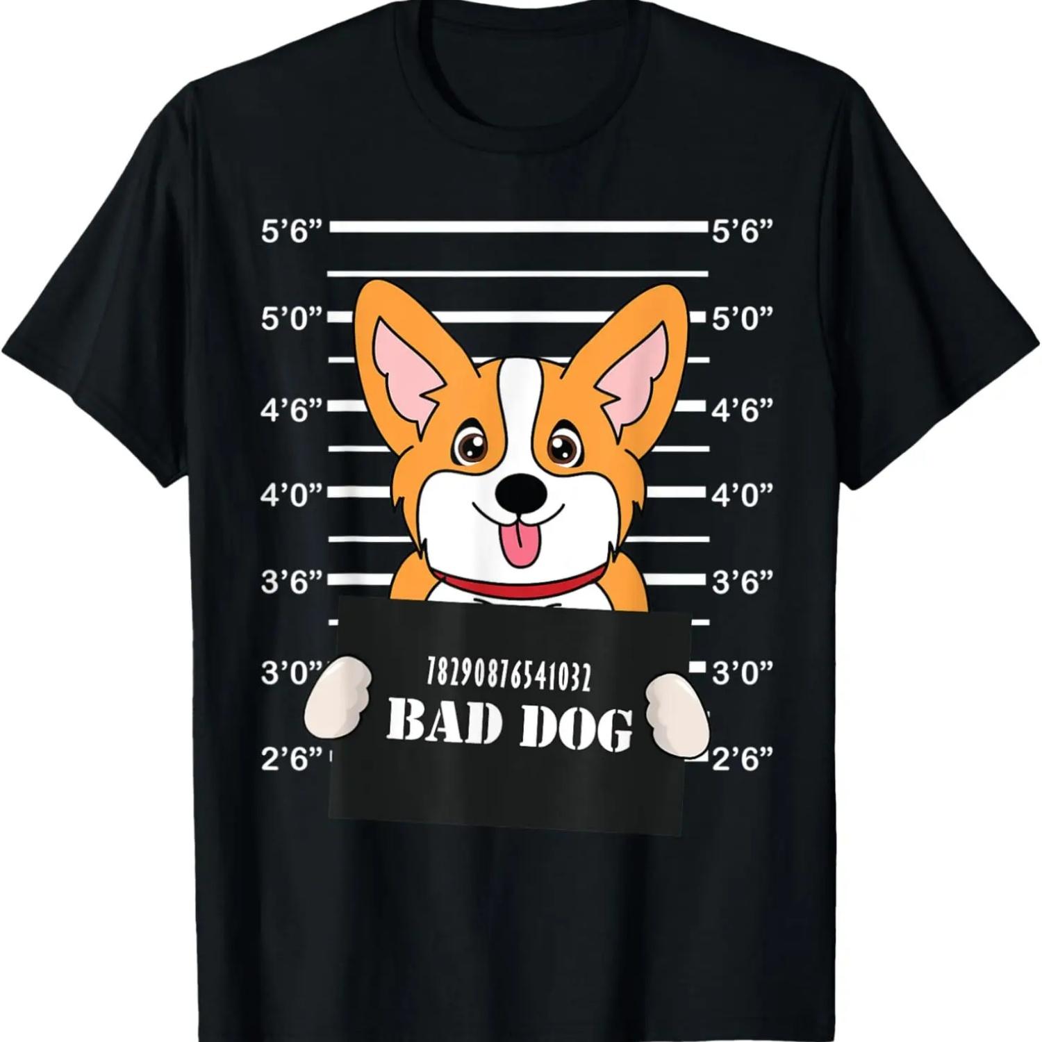 

Corgi Funny Mug Shot Bad Dog Mom Dad Gift T-Shirt XXXXXL чёрный
