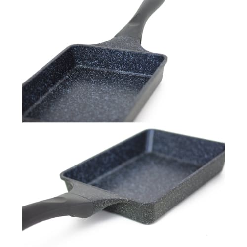 Tafuco Omelet Pan, Frying Pan, Width 15 x Depth 36 x Height 4.5cm, Gas Stove Only, Lightweight, Diamond Marble Coating, Black, F-7113