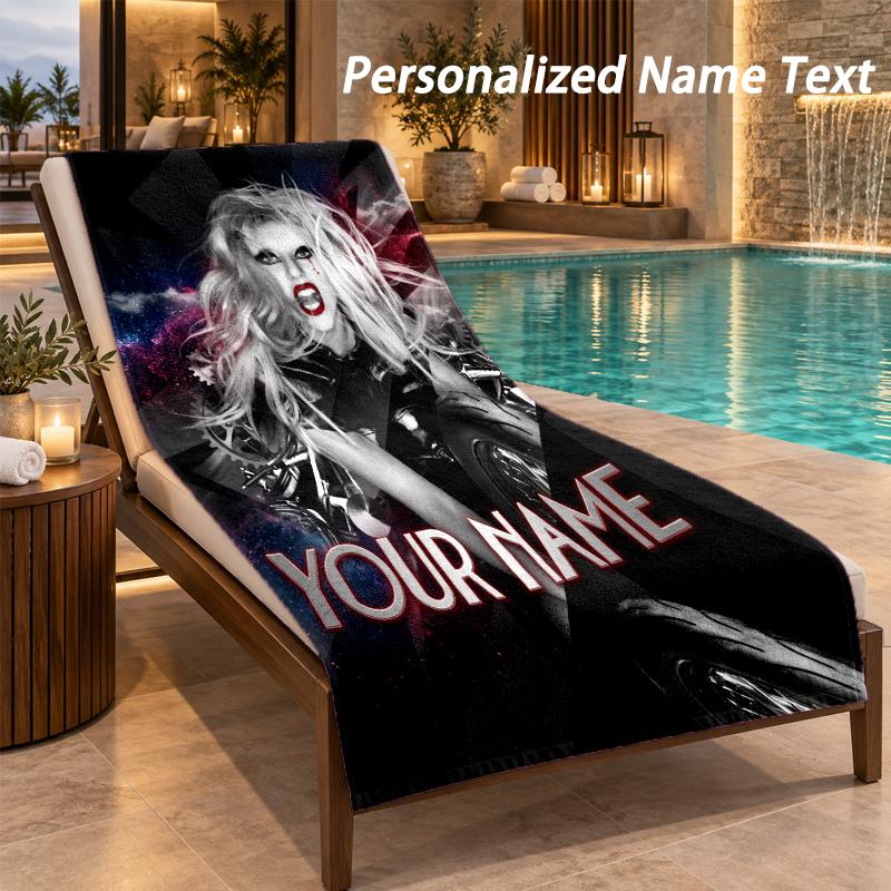Lady Gaga Custom Name Beach Towel Large Soft Towel for Indoor Bathroom Outdoor Beach