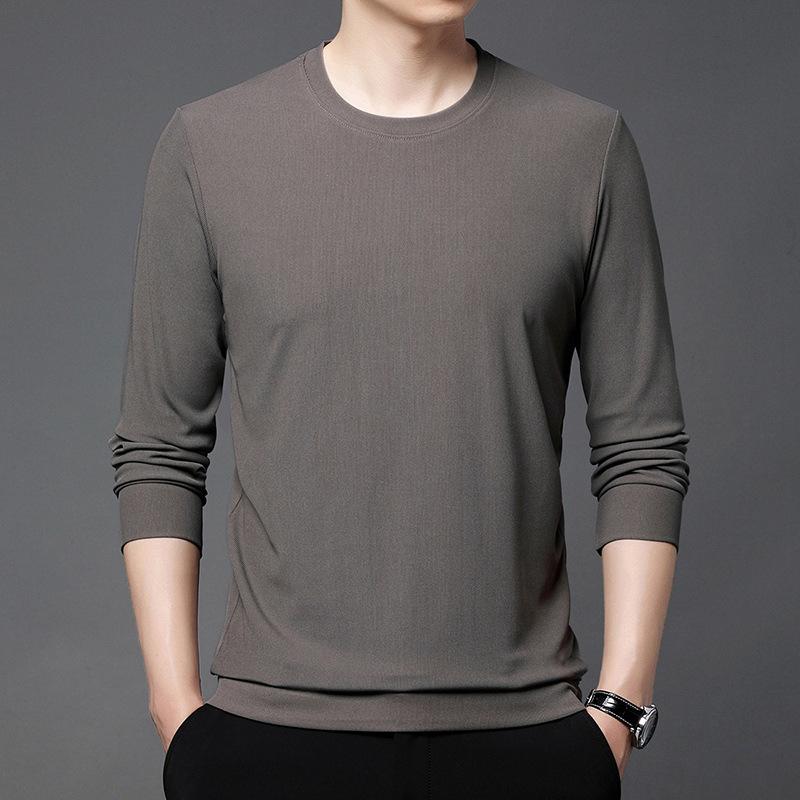 Hanorac pentru bărbați, primăvară, secțiune subțire nouă, bărbați tineri și de vârstă mijlocie, tricou cu mâneci lungi, cu gât rotund, cămașă lejeră cu fundul liber