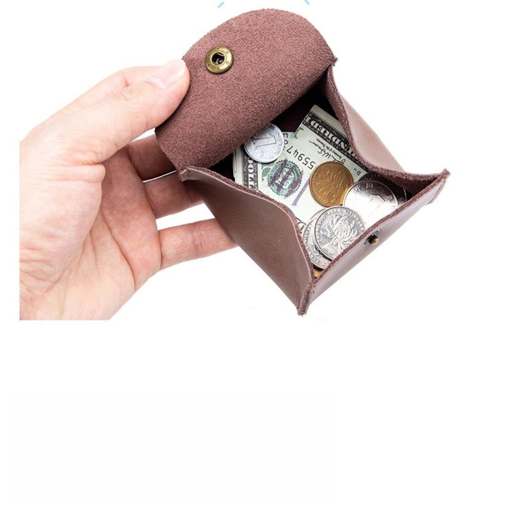 Leather Japanese-style Small Money Bag, Cowhide Coin Bag, Mini Earphone Bag.