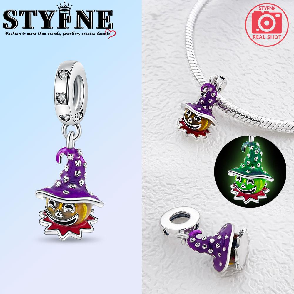 Copper Halloween Skeleton Evil Pumpkin Witch Hat Charms Beads Pendant For Original Bracelet Woman Girl Jewelry