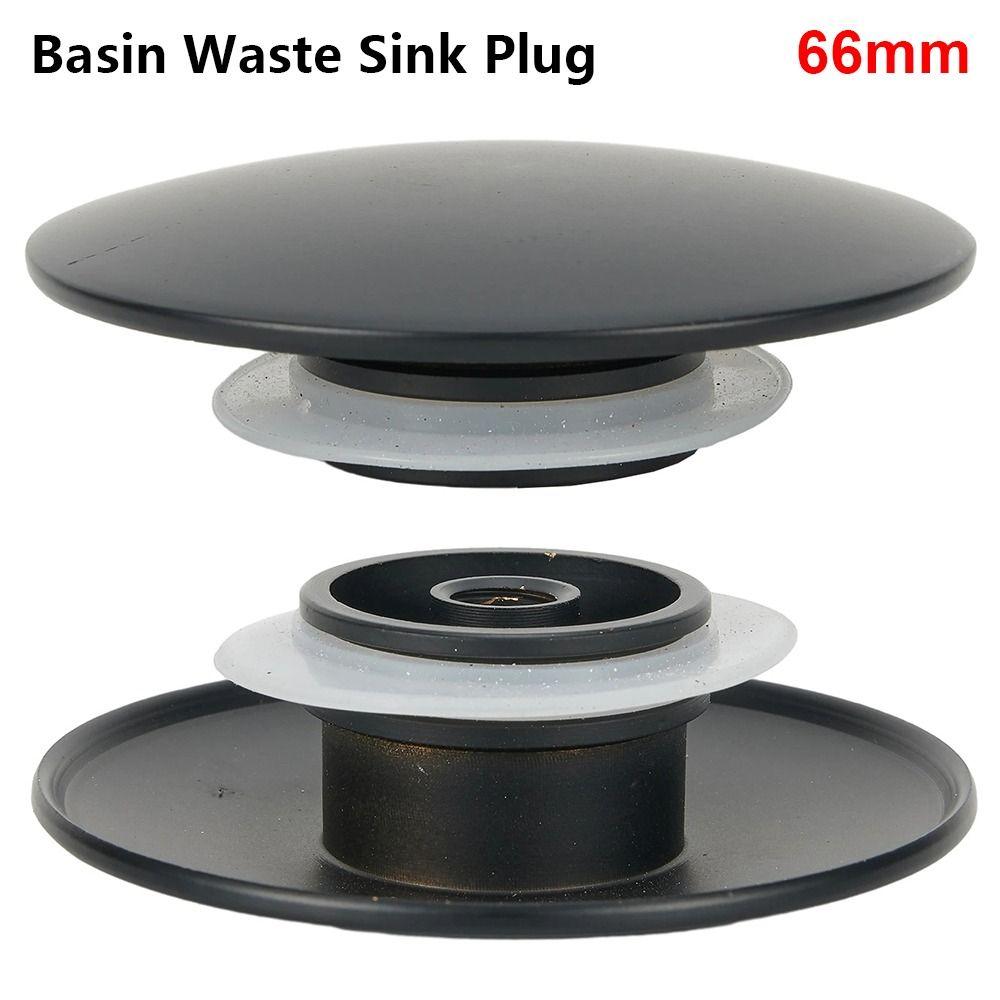 1Pcs Push Button Waste Sink Plug Black Brass Drain Stopper 66mm Click Clack Basin PopUp Cap Replacement Part for Bathroom Sink