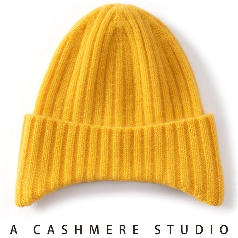 Autumn and Winter New Children's Cashmere Knitted Hat Thickened Warm Boys and Girls Ear Protection Hat Flanged Pullover Wool Hat