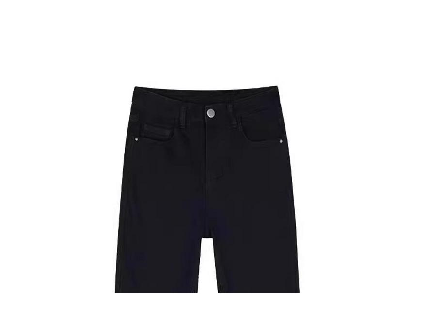Women's High Waist Slimming Black Cigarette Jeans - Slim Fit Straight Leg Pants for Petite, Perfect for Spring and Autumn 2025