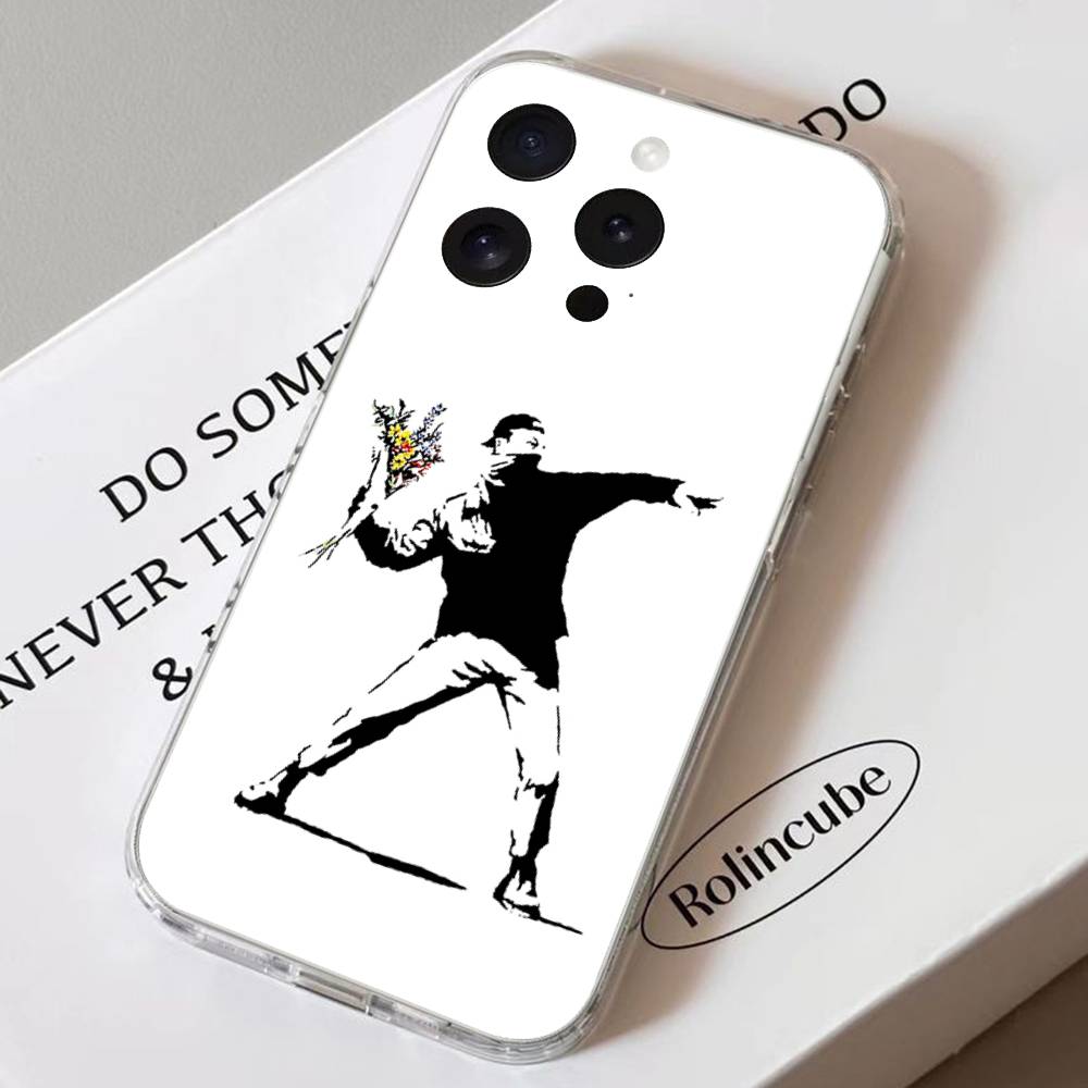 Graffiti Artist B-Banksy-S Phone Case Soft Transparent Case For IPhone 17 16 15 14 13 12 11 Pro Max Mini Plus Shockproof Cover C