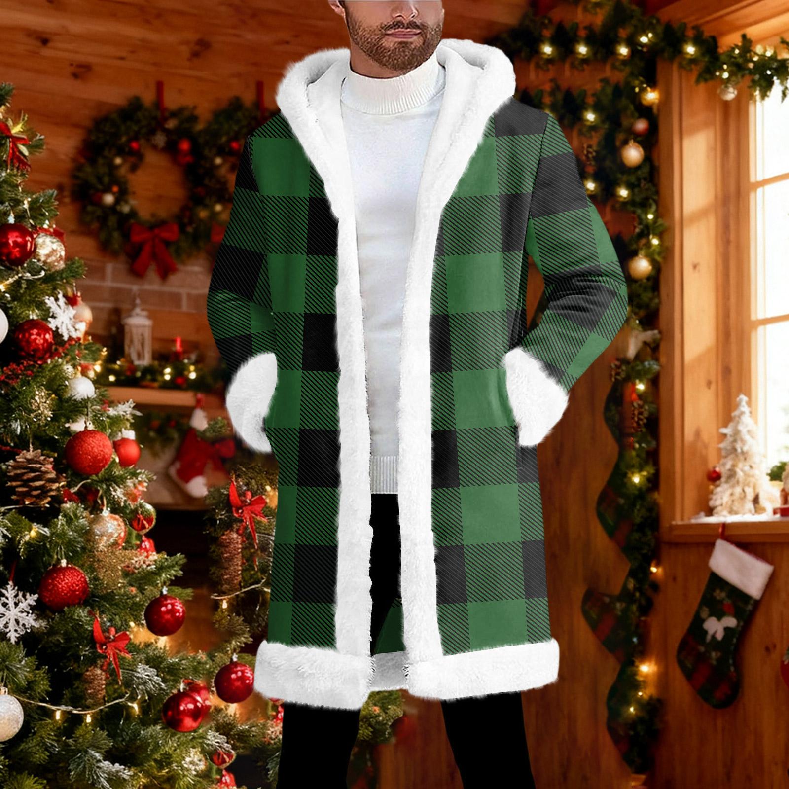 

Чоловічий кардиган з капюшоном, довге пальто, що зберігає тепло XL