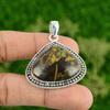 Pear Rhyolite Stone Wedding Birthday Bezel Mother Pendant 925 Sterling Silver