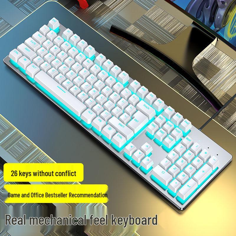 Luminous Wired Keyboard & Mouse Set with Floating Keycaps - USB, Mechanical Feel for Gaming Desktops & Laptops