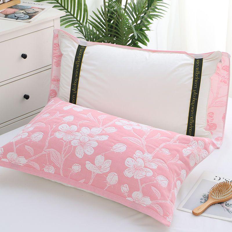 Yiwenwo Non-Slip Extra Large Cotton Gauze Pillowcase with Fixed Straps for Students & Adults