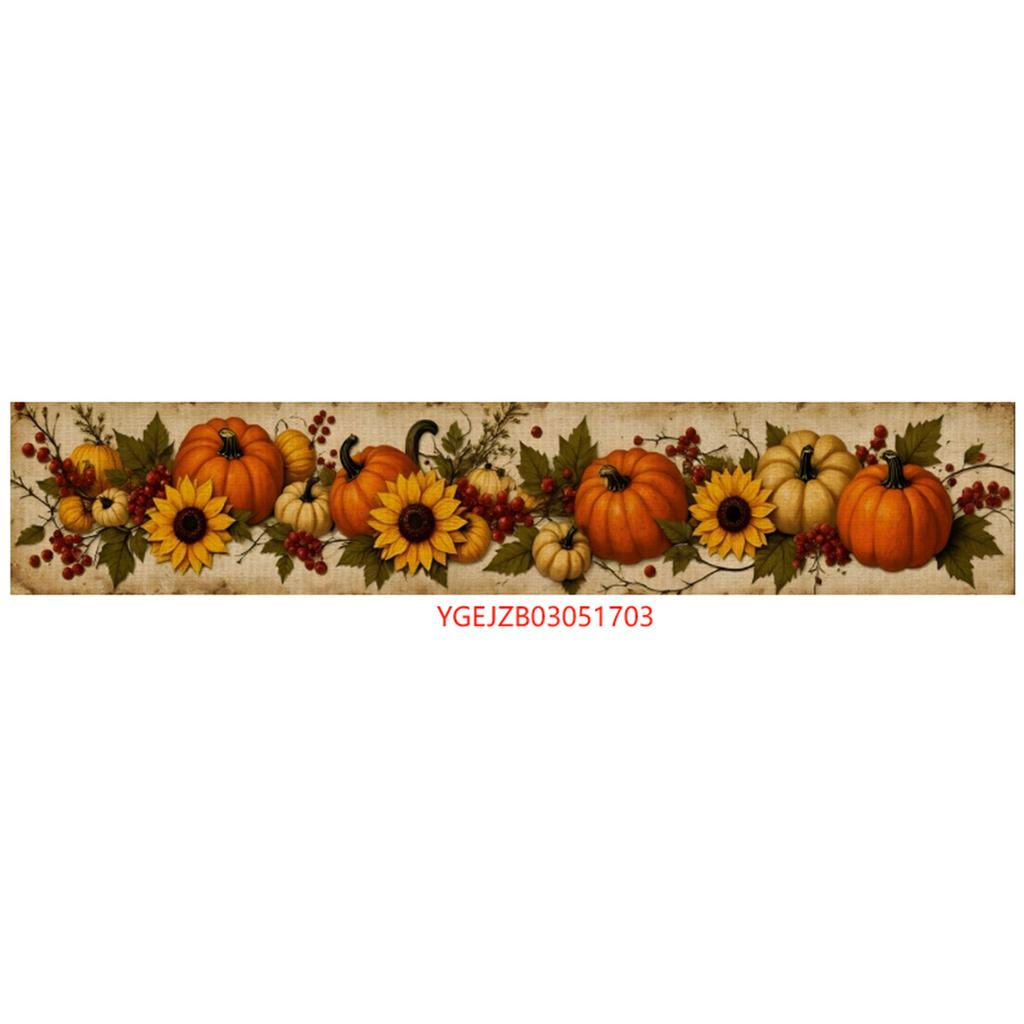 Thanksgiving Fall Harvest Kitchen Table Decorative Tablecloth, Maple Pumpkin Turkey Tablecloth