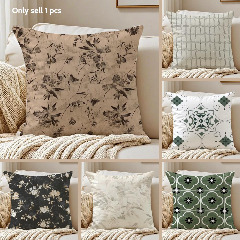 Retro Design Cushion Cover Silky Short Plush Sofa Pillow Cover Hidden Zipper Soft Dustproof Case for Home Decor