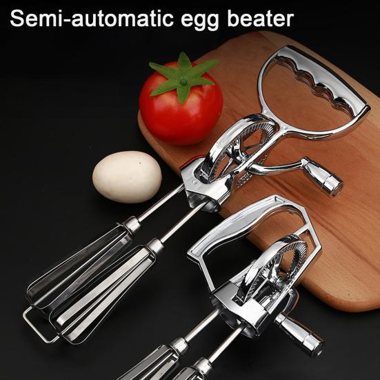 Egg Beater Set Manual Rotary Mixer with Silicone Brush Spatula Double-head Hand Push Whisk Stainless Steel Kitchen Tool for Baking Cooking