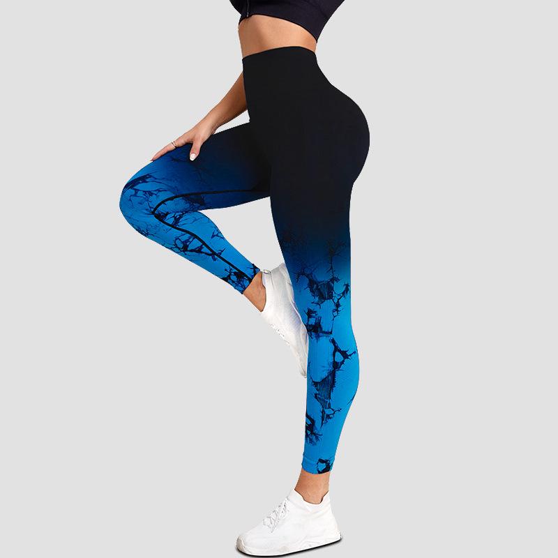 Gradient Tie-Dye Butt-Lifting Yoga Leggings: High-Elastic Fitness & Running Pants
