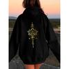 Polyester Women's Trendy Graphic Hoodie Adjustable Drawstring