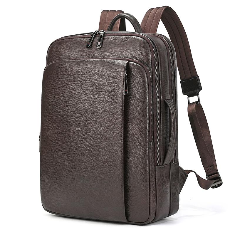 

2026 New Arrivals Genuine Leather Business Laptop Backpack 14 15.6 Inch Travel Backpacks Genuine Leather Double Shoulder Bag кавовий