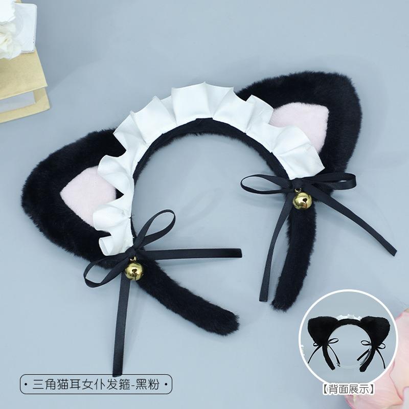 

Ручная работа девочка Лолита Comic-Con головной убор кружево бант аксессуары горничная симуляция кошачьи уши ободок кошачий хвост костюм One Size