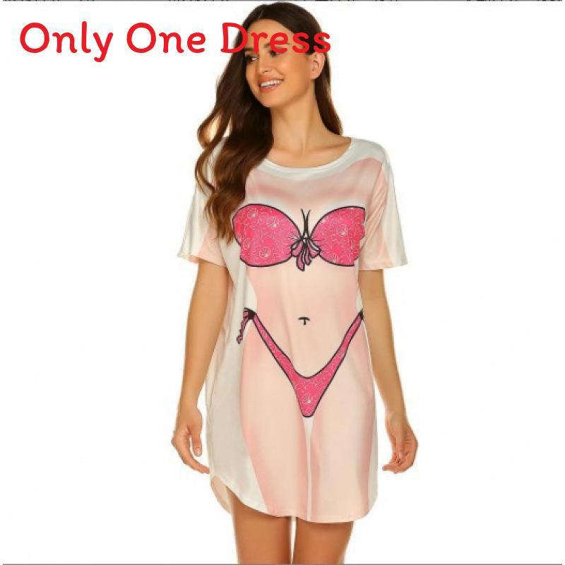 T-shirt Grafica con Fantasia Bikini per Donna Estate Spiaggia Casual Vestibilità Larga Top