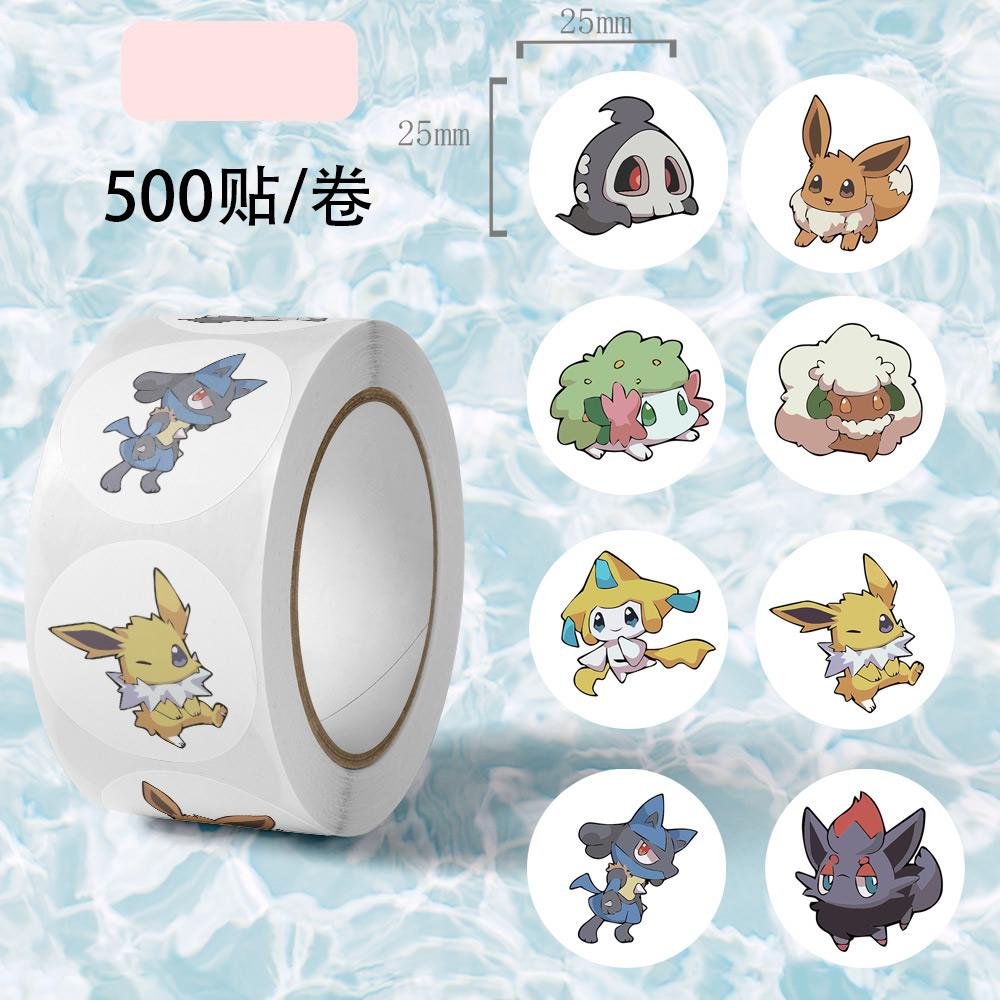500pcs Roll Cartoon Pokemones Stickers Anime Diy Pvc Laptop Decals Decoration Stiker Children Reward Toy Girl Gift