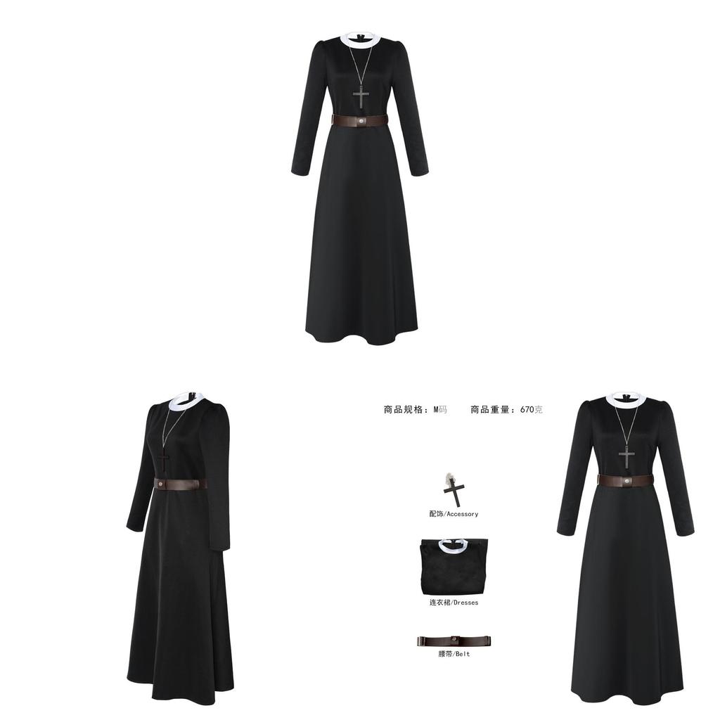The Nun 2 Cosplay Costume For Halloween With Polyester Dress For Stage Performance