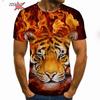 Fierce Tiger Animal Pattern Men's T-Shirts Short Sleeve 3D Animal Printed Trend Street Tee Oversized T Shirt Men Clothing Tops