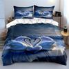 Romantic Swans With Icy Heart Printed Duvet Cover Set1 Duvet Cover+2 Pillowcasemulti Size Bedroom Bedding Decor Luxury Gifts