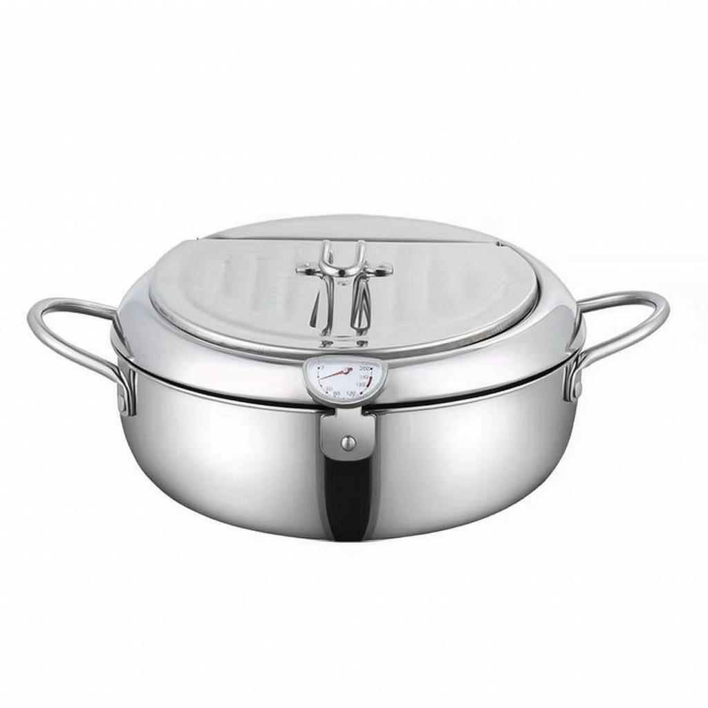 Frying Pot with Thermometer Uncoated Tempura Fryer Accurate for Home Cooks