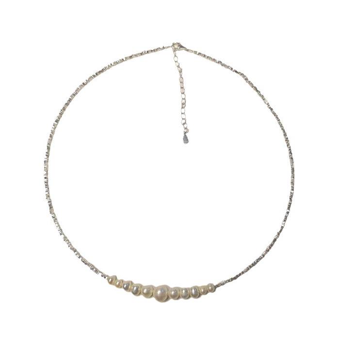 S925 Sterling Silver Simple Luxury Necklace with Natural Freshwater Pearl Smile Clavicle Chain