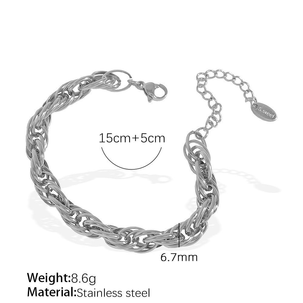 Trendy Embossed O-Chain Stainless Steel Bracelet - Simple, Fashionable Unisex Jewelry