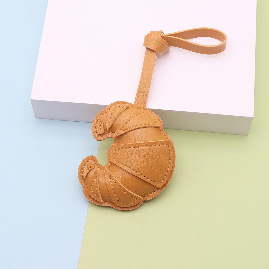 PU Leather Croissant Keychain Car Keyring Cartoon Hanger Bag Pendant