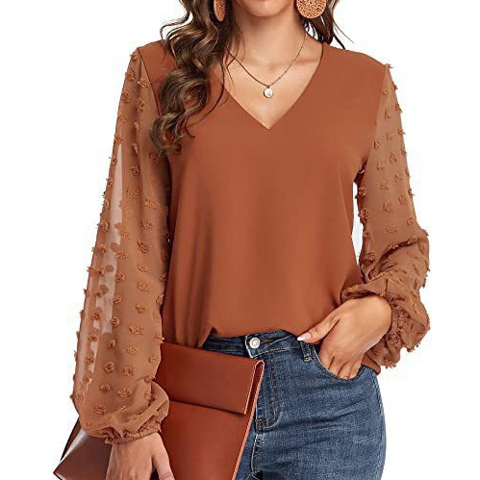 

Women s Casual And Fashionable Solid Color V-Neck Spliced Wool Ball Long Sleeved Top S шафрановий