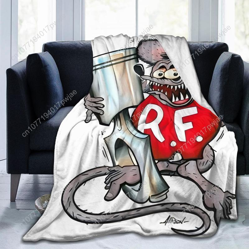 Rat Fink Cartoon Pattern Flannel Blanket - Suitable for Sofas Beds Offices In All Seasons Comfortable Custom Blankets