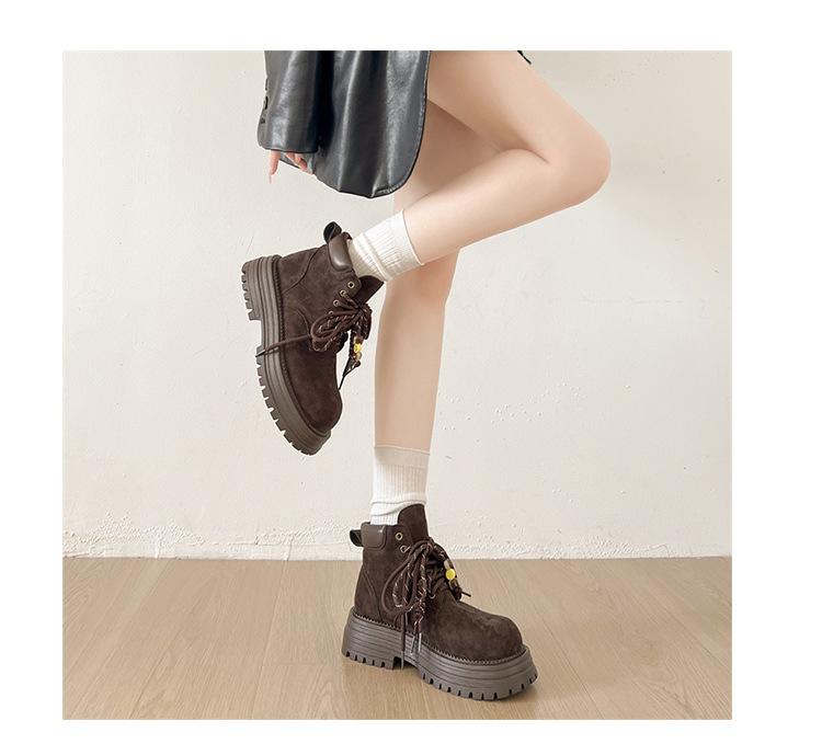 Retro brązowe wszechstronne buty platformowe Martin w stylu brytyjskim damskie 2025 nowe letnie ze spódnicą buty z wyższej półki