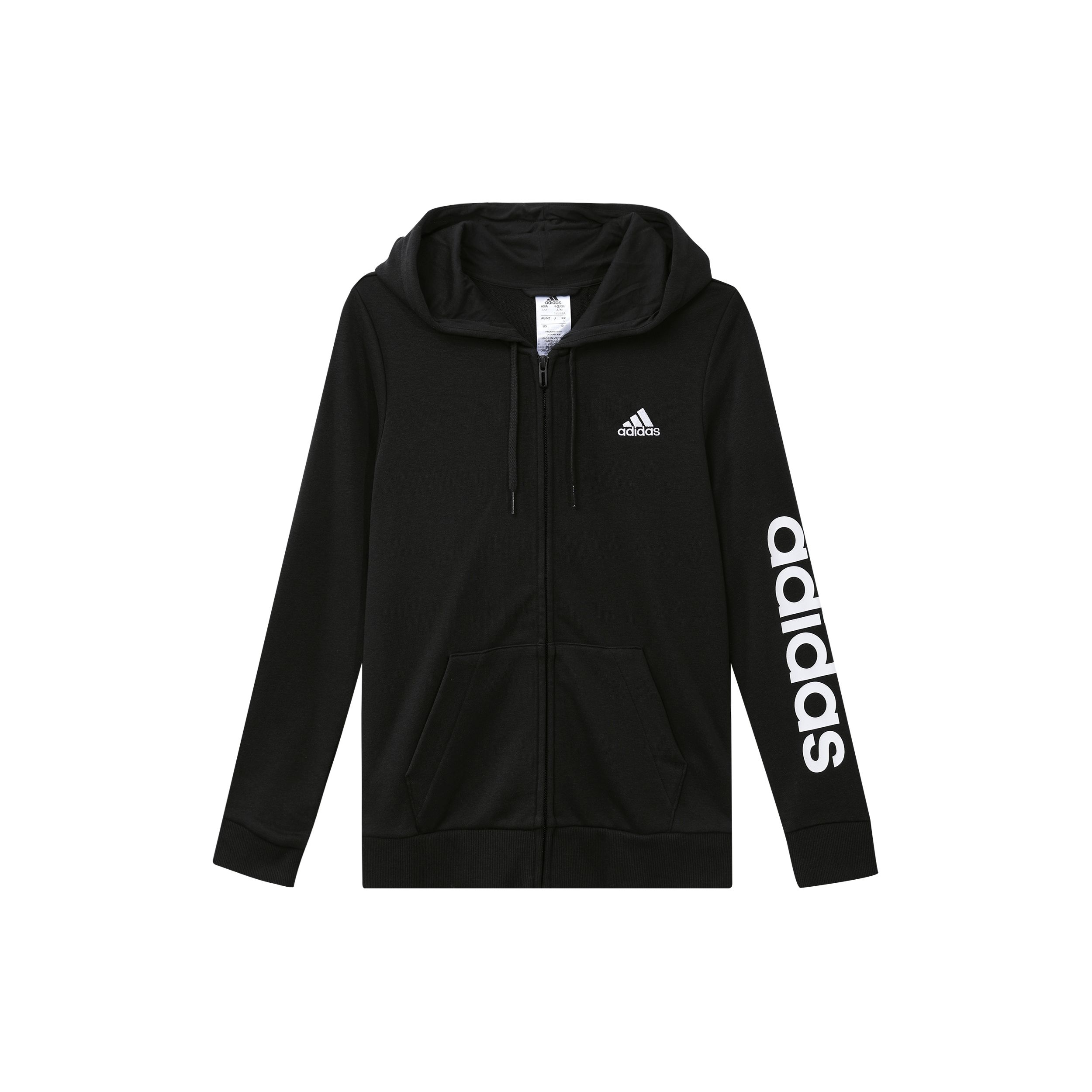 

adidas Essentials Black Women s Side Logo Full-Zip Hoodie GL0791 XS