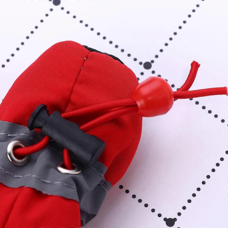 Pet Shoes Dog Boots with Elastic Band 1Set Red Plush Paw Protector