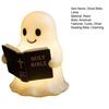 Yousheng Ghost Bible Lamp Cute Ghost Reading Book Night Light 3D Resin Light Up Ghost Figurine Halloween Table Lamp for Bedroom Home Shelf Indoor