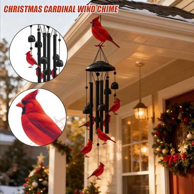 Décoration Carillon Éolien de Noël, Carillons Éoliens Rouges d'Intérieur et d'Extérieur, Carillons Éoliens en Métal pour Décoration d'Intérieur, d'Extérieur, de Jardin et de Cour