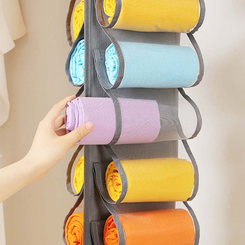 16-Pair Capacity Foldable Hanging Pants Storage Bag, Wardrobe Organizer for Jeans Trousers Shirts