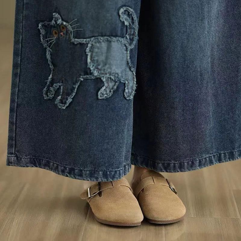 Pants for Women Elastic High Waist Long Trousers Plus Size Thickened Stretchy Solid Colour Versatile Casual Wide Leg Jeans Pants