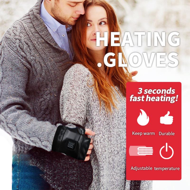 Unisex Winter Leather Gloves Warm for Driving Cycling Windproof Waterproof Heated Motorcycle Battery Ch