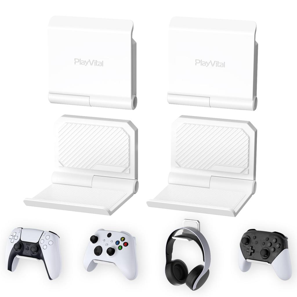 Suporte de parede dobrável PlayVital para Switch Pro Suporte de parede dobrável para fone de ouvido para jogos Xbox Series Suporte de parede para fone de ouvido sem fio Xbox e Pulse 3D