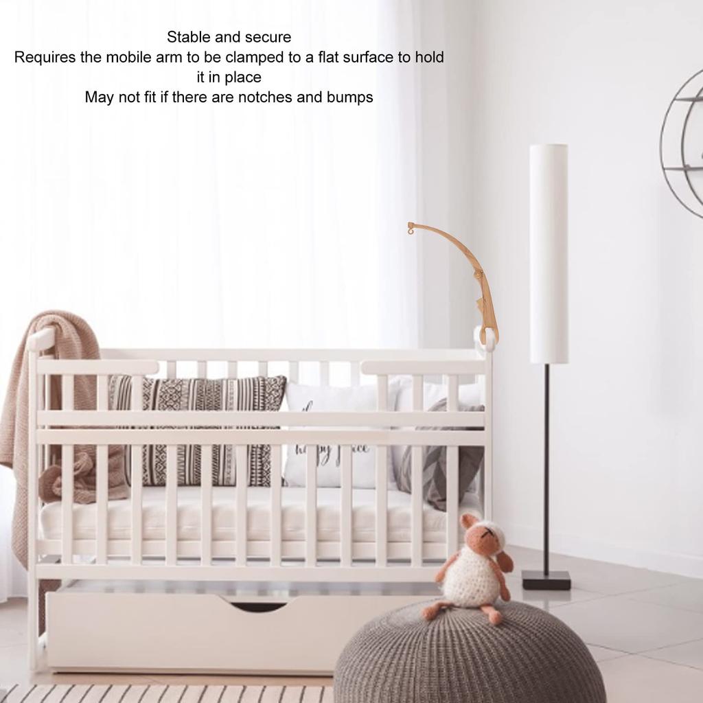 Bras Mobile pour Lit de Bébé Type Pince Pliable Bras Suspendu pour Jouets Aspect Bois Stable Lit de Bébé Mobile Musical pour Lit de Bébé de Crèche
