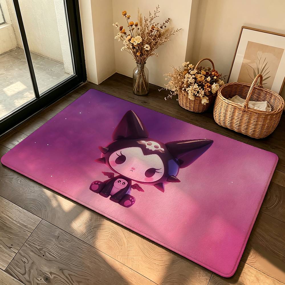 Kawaii K-Kuromi Cute Carpet Bathroom Anti-slip Mat Door Mat Home Decoration Mat Entrance Door Mat Scratch-resistant Door Mat
