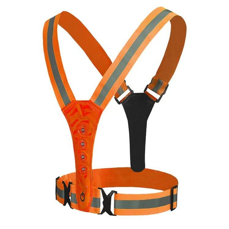 LED Adjustable Reflective Vest Running Equipment, 8-light High Visibility Reflective Running Equipment, Rechargeable